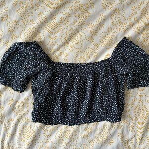 Brandy Melville floral milkmaid crop top with ruffle details